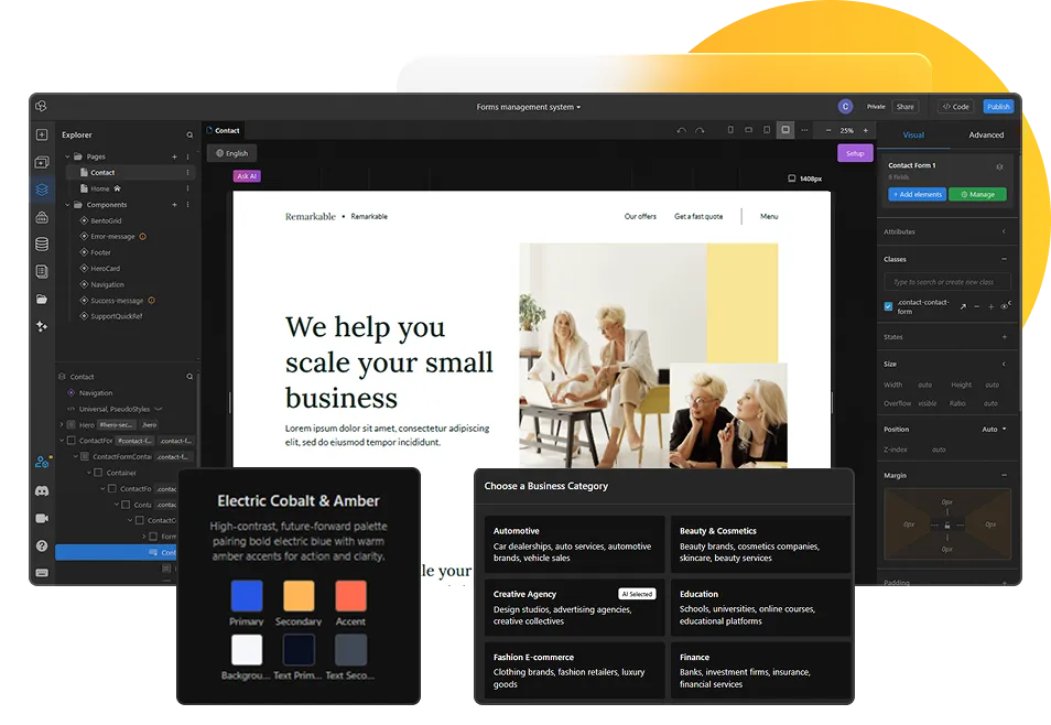 AI Web design in TeleportHQ hero image